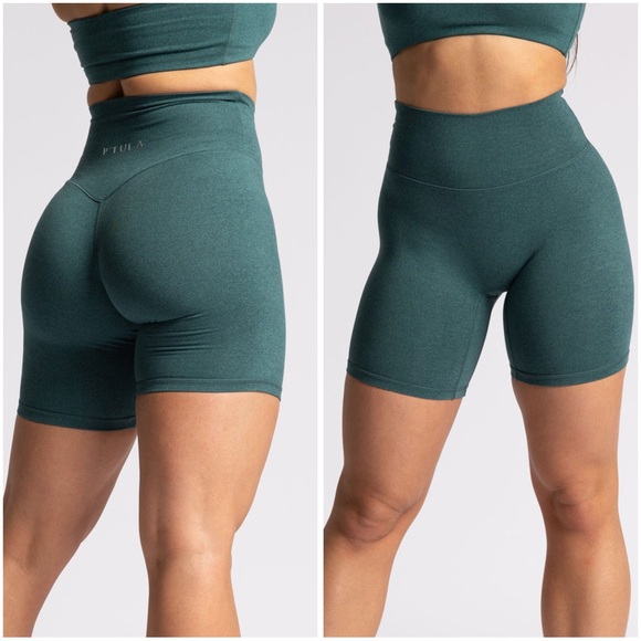 P'tula Pants - P'tula High-Waisted Compression Barepro Sea Green Shorts Size Small